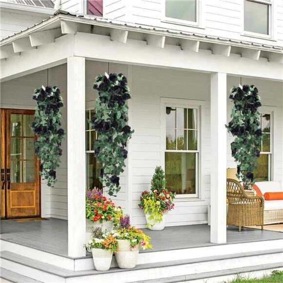 Hanging Flowers Artificial Hanging Plants 2PCS 3.3Ft Artificial RoseVine Hanging - Picture 6 of 7